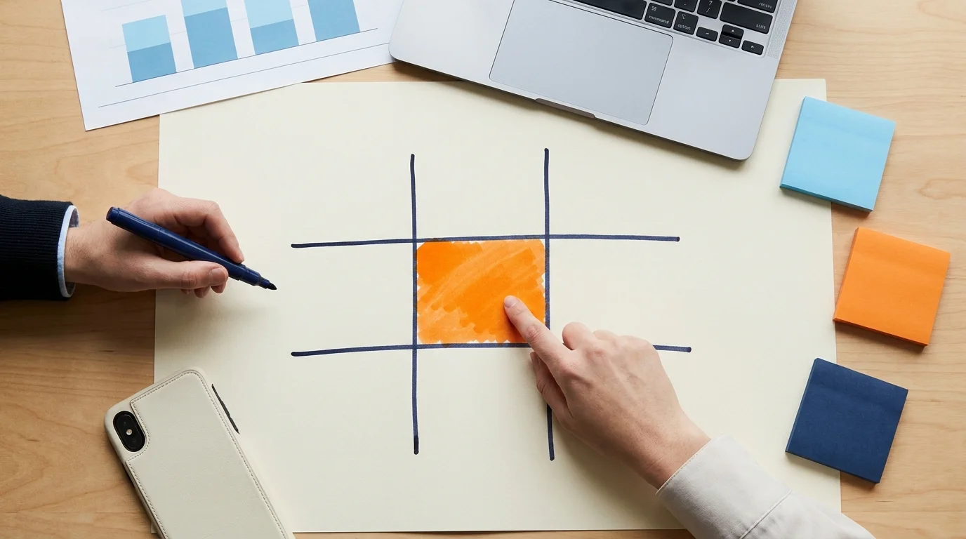 Marketing team segmentation flat-lay with cohort matrix showing how to reach your target audience through behavioural cohorts